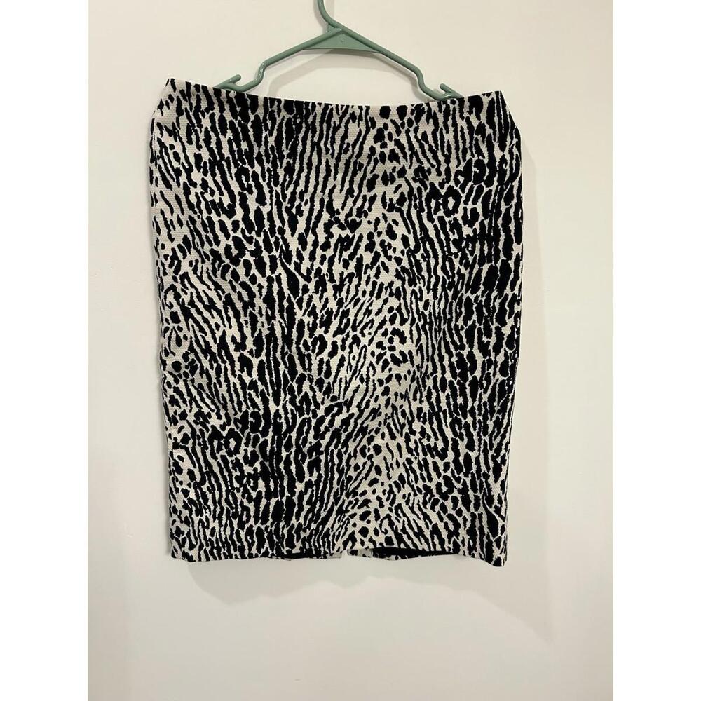 Talbots Skirt Womens 6 Black Beige Snakeskin Print Pencil Knee Length Lined